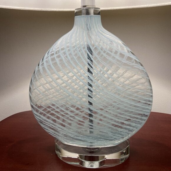 Uttermost Aquata Table Lamp Blue Swirl Art Glass 23” Large Coastal Modern - Picture 4 of 9